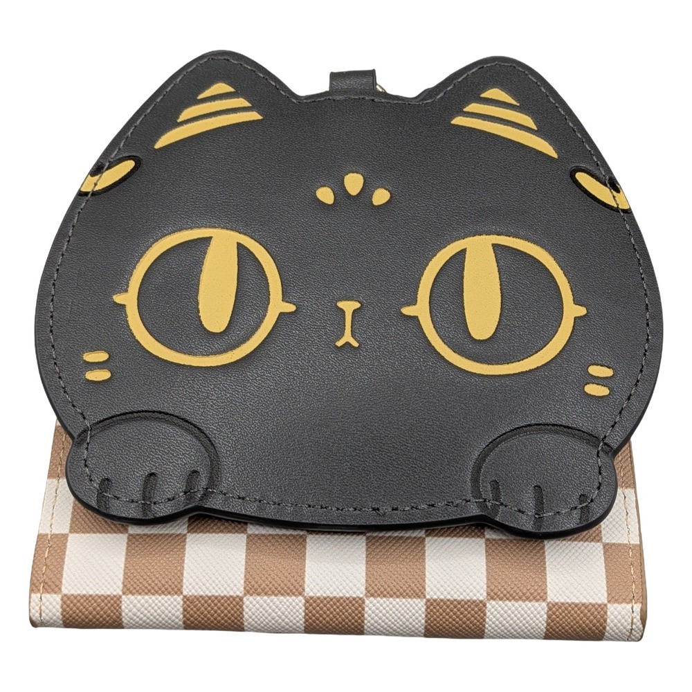The British Museum Black Gayer-Anderson Cat Checkered Card Holder Wallet
